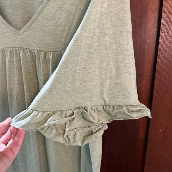 BloomChic Sage Green V-Neck Blouse - Picture 2 of 3